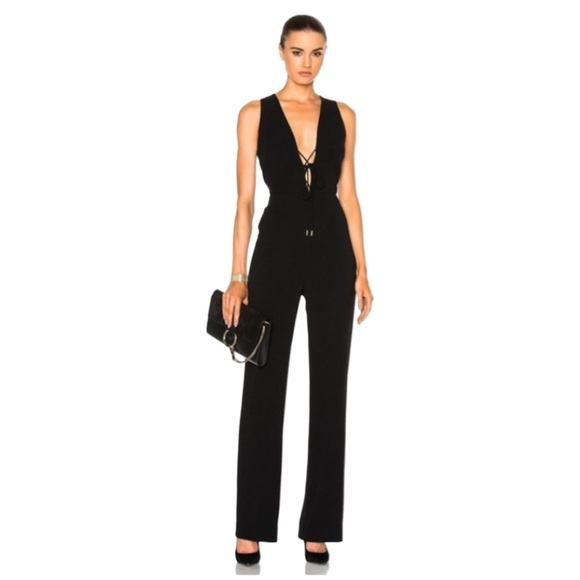 Cushnie Et Ochs Pants - Cushnie Et Ochs Claudia Black Lace-Up Open-Back
Halter Jumpsuit Size 8